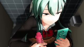 MMD Hentai girl handjob in the toilet