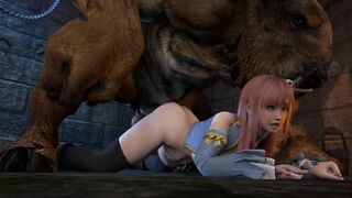 Honoka with a minotaur