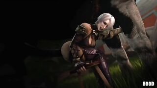 Ivy playing with her ass using a horse