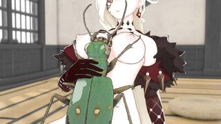 Green Tiger Beetle and La Signora going at it