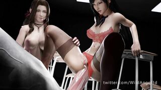 Aerith Gainsborough with Tifa Lockhart and big juicy cock