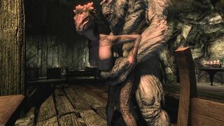Horny Argonian and her pet  Troll