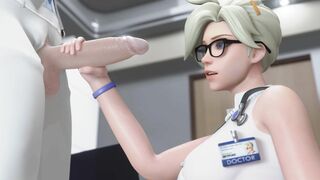 [Overwatch] Mercy Handjob ♡ Blowjob [4K] [Bewyx]