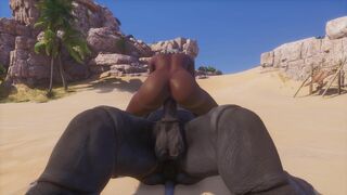 Cowgirl on a rhino