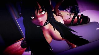 mmd black cat doggy