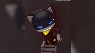 furry stuck in wall