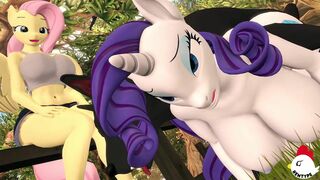 Fluttershy’s doggy got Rarity’s ass-hypnotized