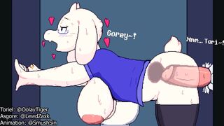 Teacher Toriel serves Asgore Dreemurr in the toilet