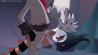 Striker showcasing his “Knife” to Stolas (OatmealPechneg)