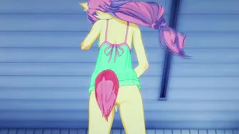 “Shower room was empty so Fluttershy decides to have some fun~!” Voiced Animation~!