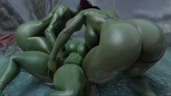 Two Futanari Orcs Fuck Little Goblin Slut