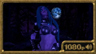 Tyrande, gorgeous night elf dancing in the moonlight
