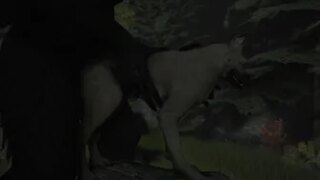 (Female Canine Dog x Male Werewolf) Bestiality Breeding Couple [Wolfland]