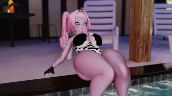 Busty Lady chilling at the pool and the she spots a cutie