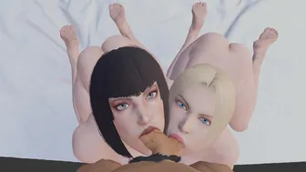 Nina and Anna kneeling blowjob Tekken HQ
