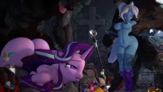 Trixie and Starlight outside during werewolf mating season