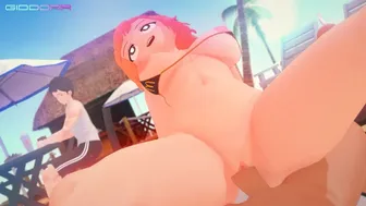 McMom is relaxing on the beach.