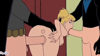 Harley Quinn has fun with Batman and Nightwing