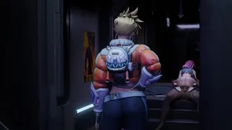 Tracer walks in on D.va riding a cock