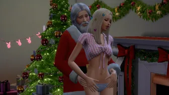 Santa Claus has sex with blonde who was waiting for him by the fireplace