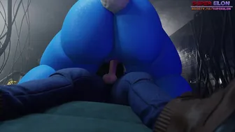 Toy Bonnie rides an employee in the bathroom