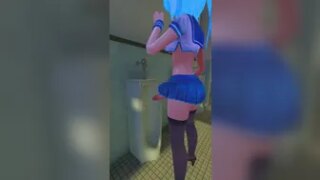 Futa wolfgirl peeing in boy bathroom (vertical)