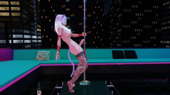 Futa neko dancing and masturbating
