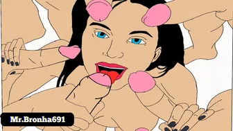 Girl vs 3 dicks