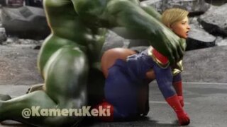 Hulk gives Captain Marvel Backshots