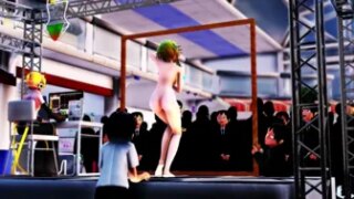 Naked Girl Entertains The Crowd