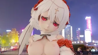 Pure white girl under the moonlight