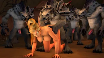 Blood elf gets fucked by gnolls in a cave