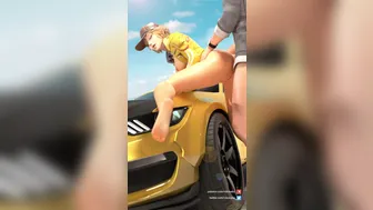 Cindy Assfucking on top of car