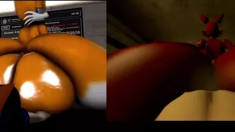Foxy and tails anal fart cum