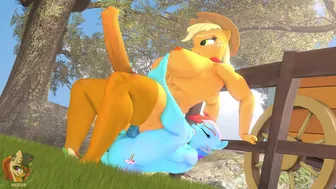 Yellow riding Blue