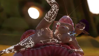 Tattooed Elf Slut Gets Double Tentacle Fucked!