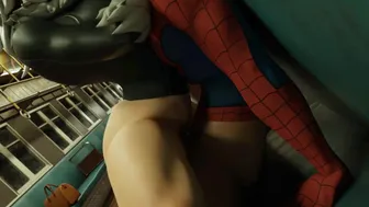 Spider man Fucks Black Cat on a Train