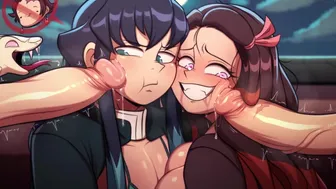 Muichiro and nezuko having fun