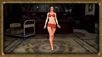 Wiry hot Claire Redfield in sexy red lingerie shows off her delightful body