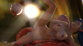 Horny elf slutdouble fucked by tentales