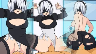 Yorha 2B Full Scene Creampie Compilation – Hole House Game