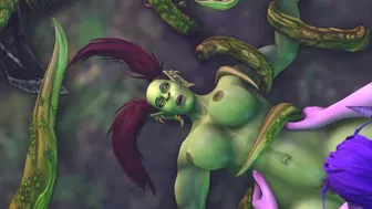 Orc gets entangled and fucked by futa night elf