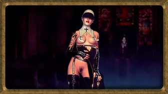 Horny gothic nun milf in revealing outfit dances seductively in church