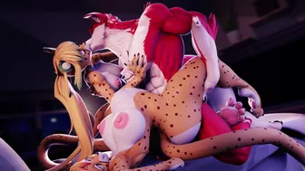 Cheetah Wolf Threesome