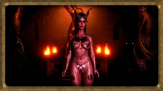 Skinny untamed succubus tempts you with erotic belly dance in the dungeon