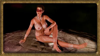 Cunning Lara Croft poses with ritual body paint to pacify tomb guardians