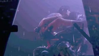 Lara and the werewolf, + 200% brightness