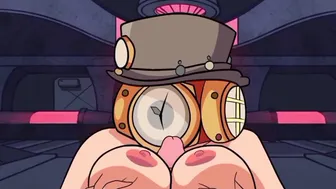 Clock woman and Tv man having hard sex until cum