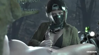 Eva gives snake a handjob