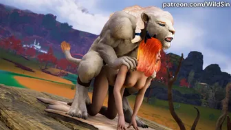 White Lion Furry fuck with cute Neko Girl